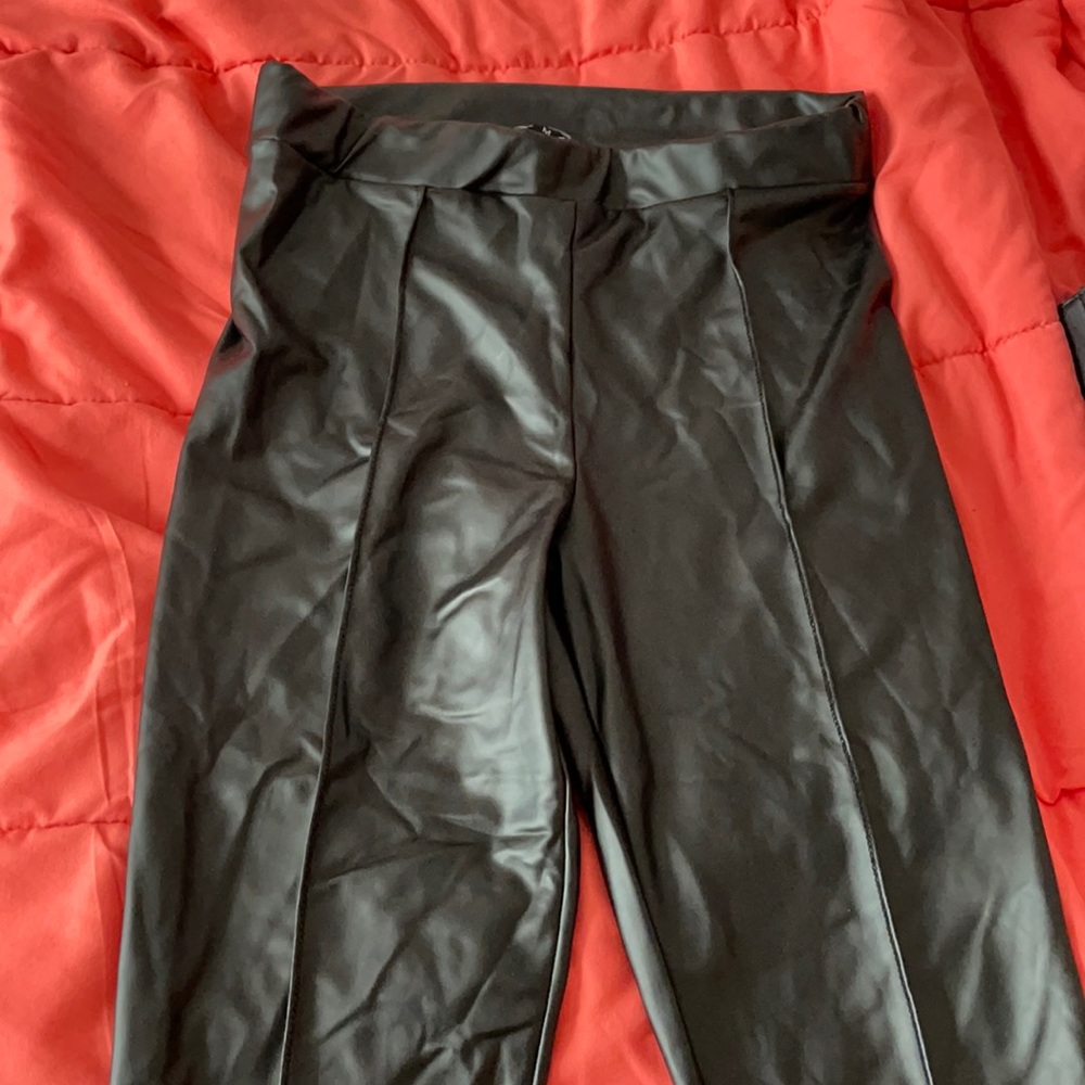 Black leather like pants